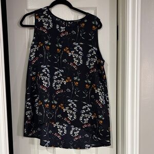 Mario Serrani Navy Floral Sleeveless Blouse